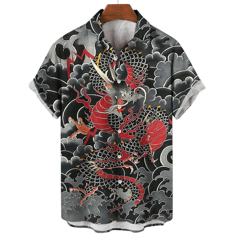 

Animal Shirt Men 3d Oriental Dragon Pattern Men's Clothing Summer Casual Top T-shirt Loose Oversized Shirt Hawaiian Sweatshirt