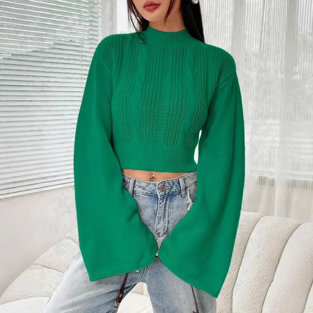 High-waisted Short Sweater Women's Autumn Winter 2025 New Knitted Bottoming Shirt with Foreign Style Inside Wearable Wool