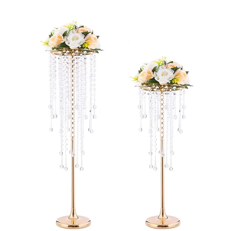 

PEANDIM Acrylic Flower Vase Luxury Stand Gold Silver Wedding Party Table Centerpieces Party Road Lead Home Decoration 10pcs