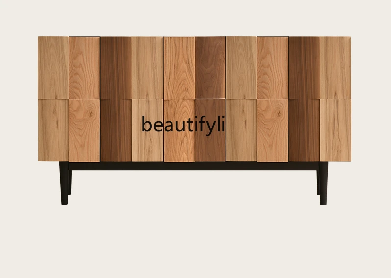 

Sili Style Sideboard Cabinet North America Black Walnut Pure Solid Wood Locker Modern Minimalist Entrance Bedroom Storage