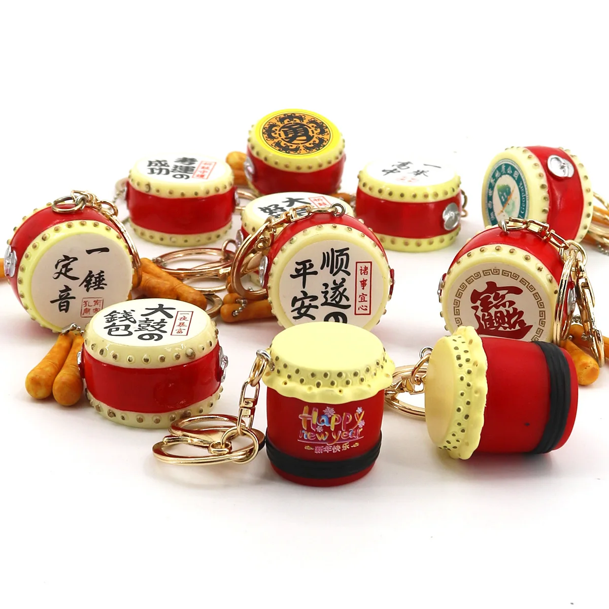 

New Lion Drum Waist Drum Flower Drum Key Chain For Men And Women Lucky Drum Creative China-Chic Pendant Key Ring Wholesale