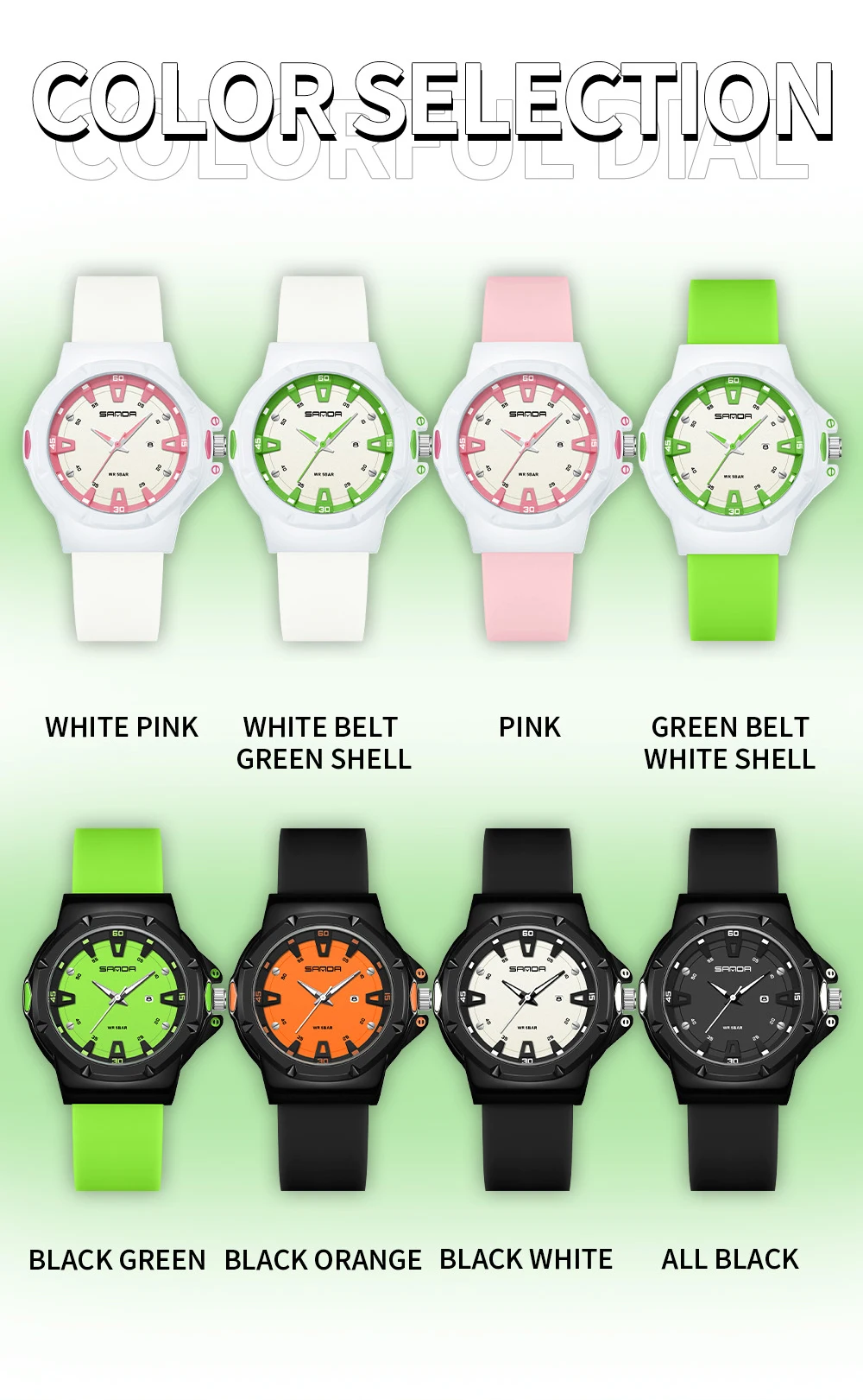 SANDA New 3260 Fashion Student Quartz Watch Waterproof Luminous Calendar Simple Women's Student Quartz Watch 2025