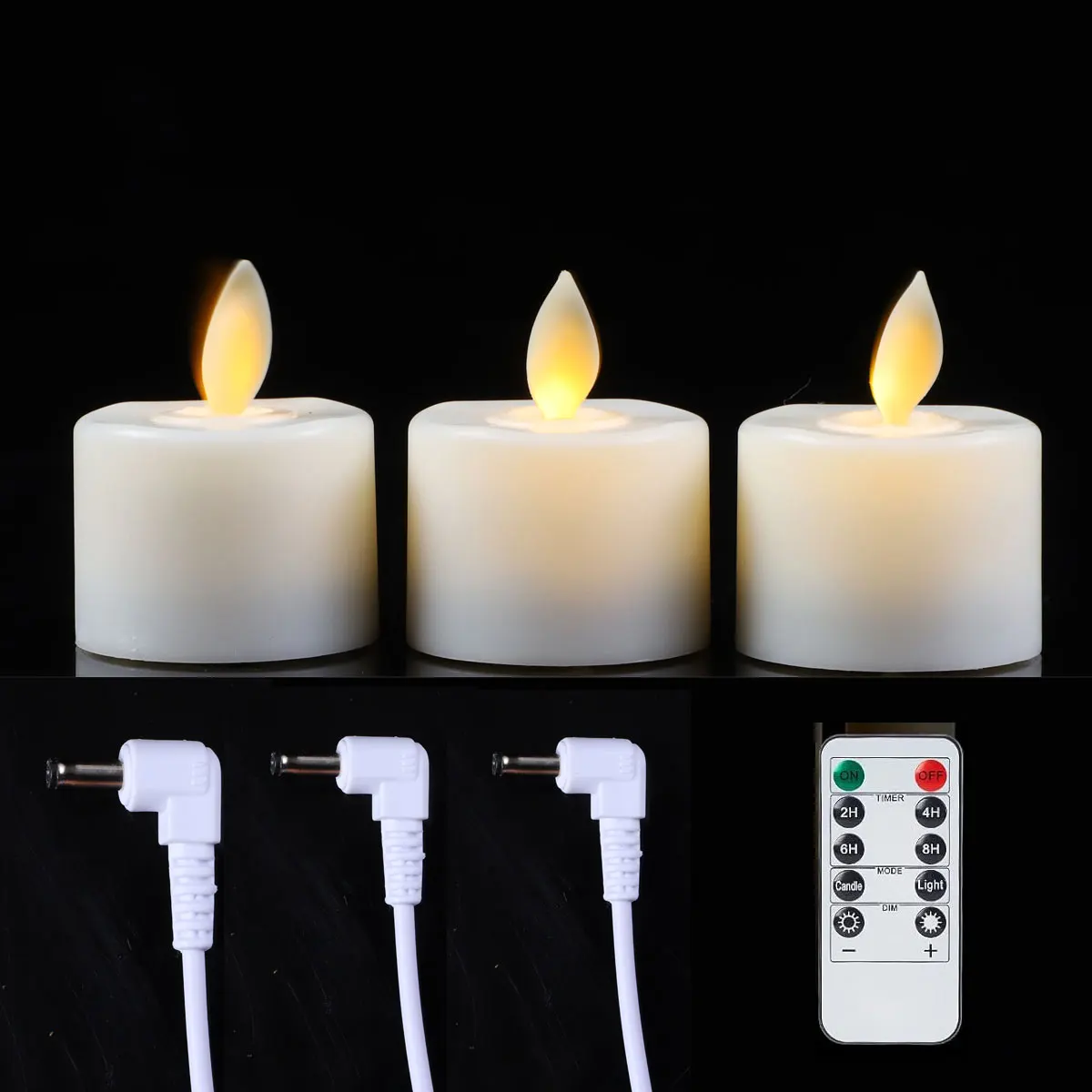 1/2/3/4 stuks oplaadbare bewegende lont theelichtjes met afstandsbediening, dansende vlam decoratieve kaarsen met timer