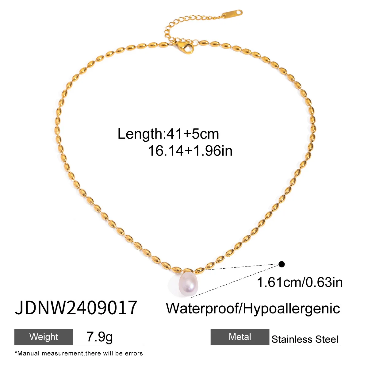 women color-preserving stainless steel clavicle chain freshwater pearl & love letter pendant stackable party eye-catching acce