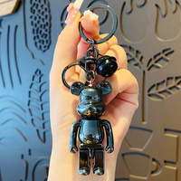 Bear key chains Action Figures Block Bear PVC DIY Keychain Keyring Pendant Paint Dolls Toys