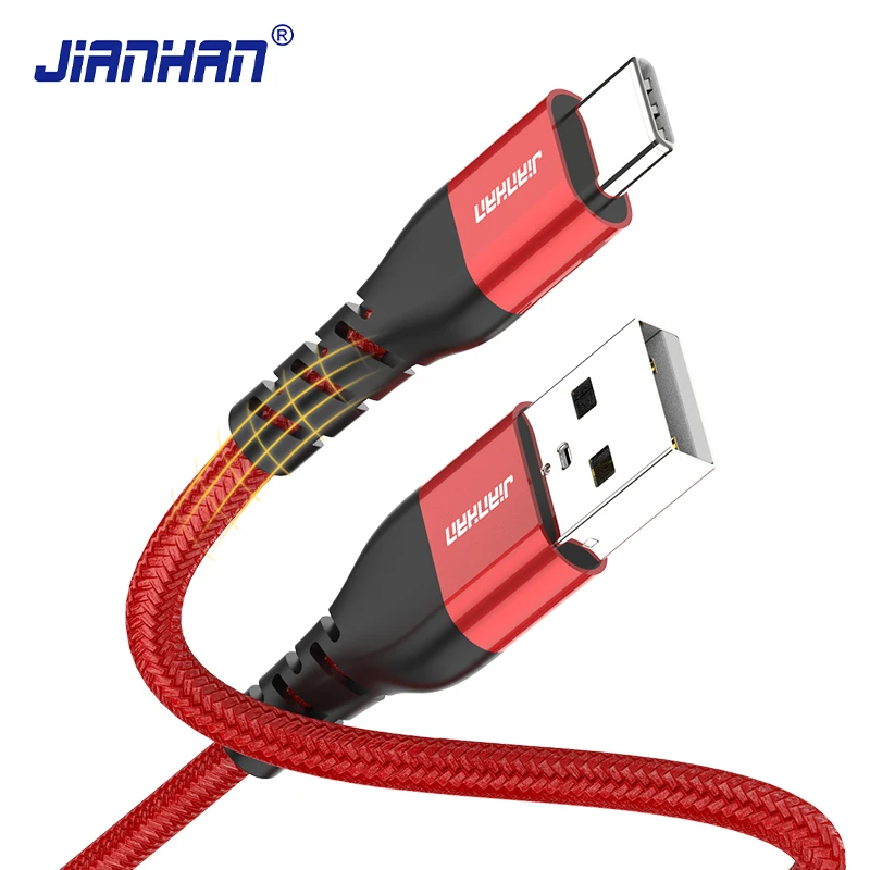 JianHan Type C Cable 3A Fast Charging USB C Cord 1m 2m 3m for iPhone 15 Samsung S22 S10 S9 S8 LG HTC Xiaomi Huawei USB Type C