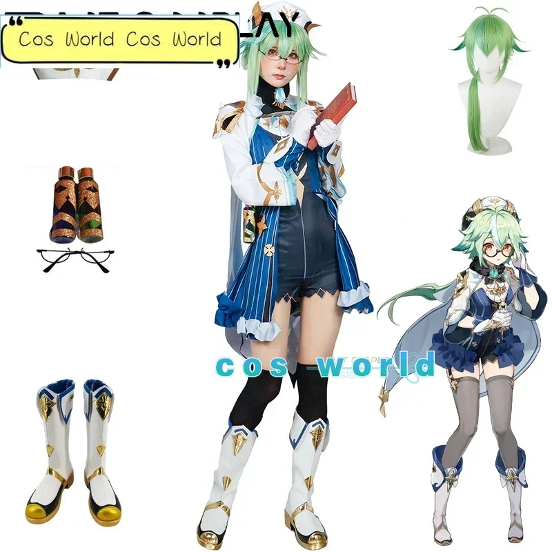 Sucrose Game Cosplay Genshinimpact Sucrose Cosplay Costume for Women Sexy Anime Suits Party Costume Wig Shoes Full Set