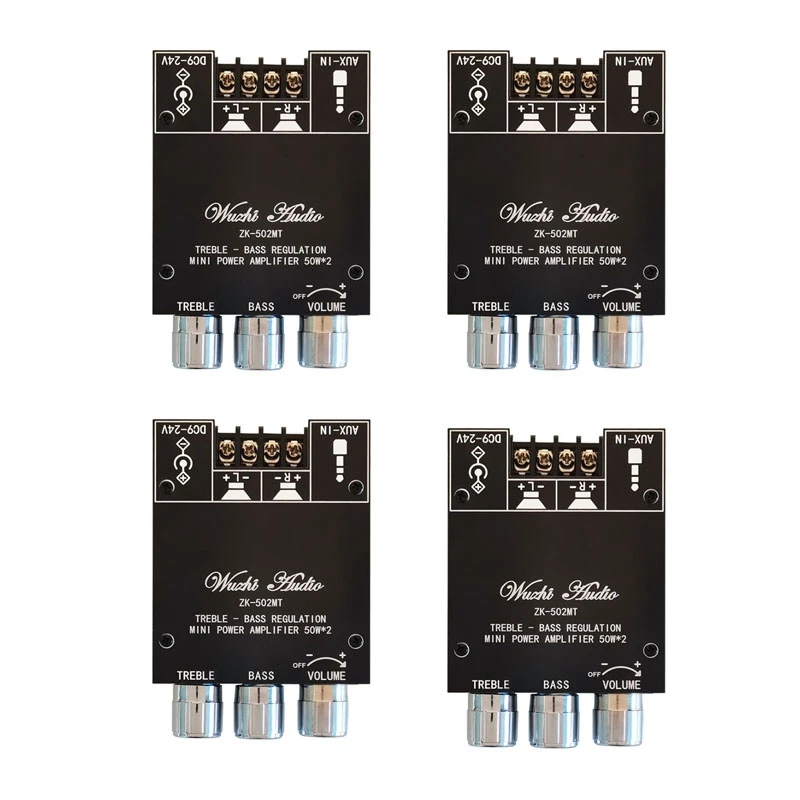 

4X ZK-502MT Bluetooth 5.0 Subwoofer Amplifier Board 2.0 Channel High Power Audio Stereo Amplifier Board 2X50W Bass AMP