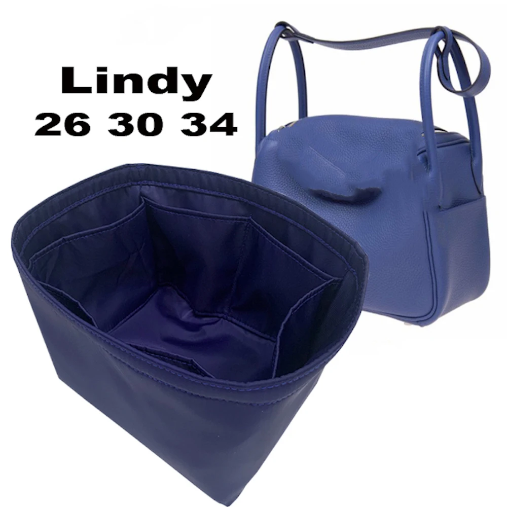 

For lindy 26 30 34 Insert Bags Organizer Makeup Handbag Organize Inner Purse Portable base shaper Premium nylon (Handmade）