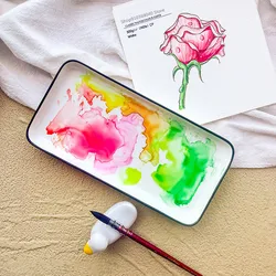 Ceramic Watercolor Palette Square/rectangular Color Mixing Palette Easy To Clean Paint Pallet Painting Art Supplies