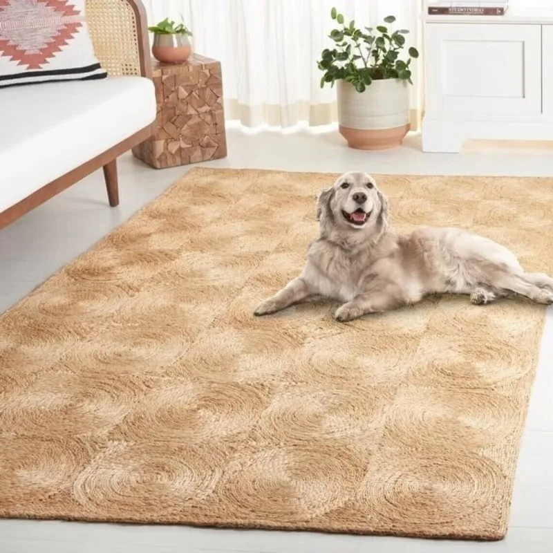 Large Carpet Made of Natural Jute Weaving Environmentally Friendly and Breathable Plant Fiber Carpet