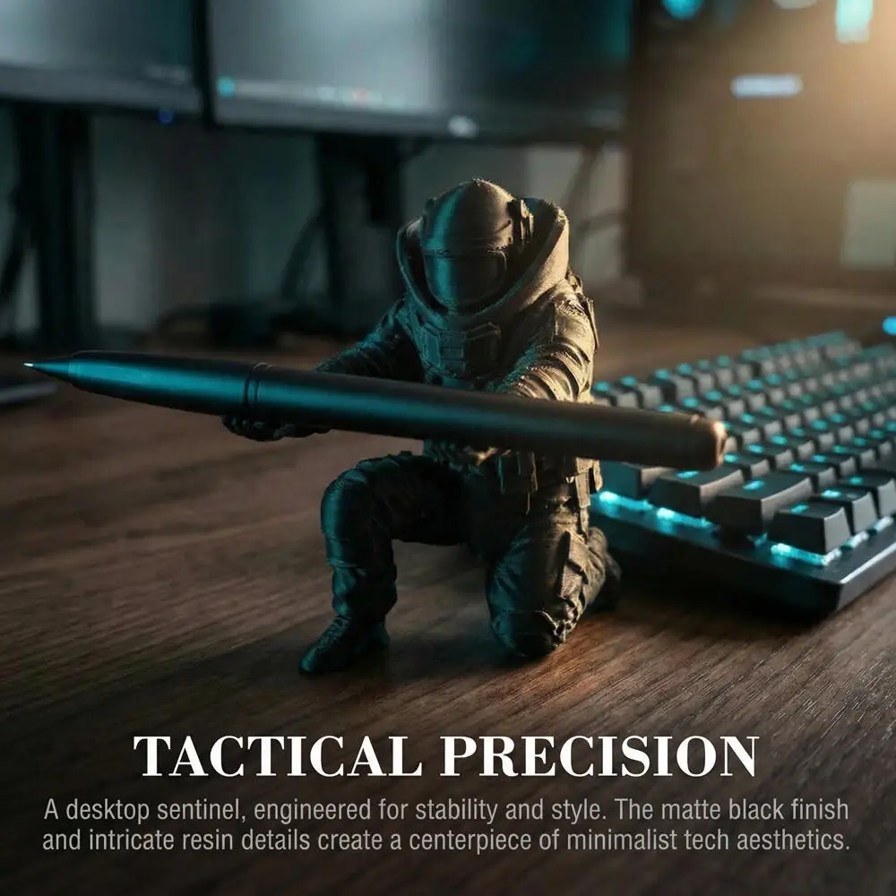 Soporte para bolígrafo táctico impreso en 3D con diseño de soldado | S.W.A.T. Organizador de Escritorio con Diseño de Figura | Regalo Militar para Hombres