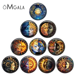 Golden Black Sun and Moon Art Patterns 12mm/18mm/20mm/25mm Round Photo glass cabochon demo flat back Making findings