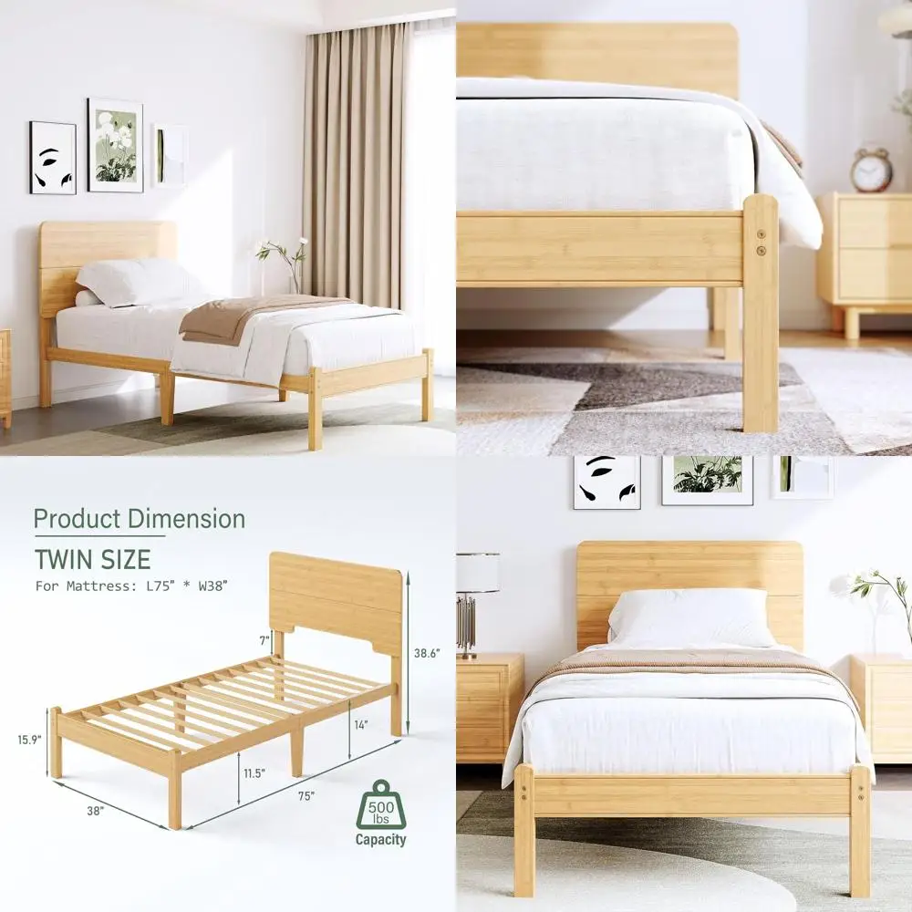 

Двуспальная кровать-платформа из бамбука с усиленными металлическими ламелями, бесшумная, не требует пружинного блока, простая сборка