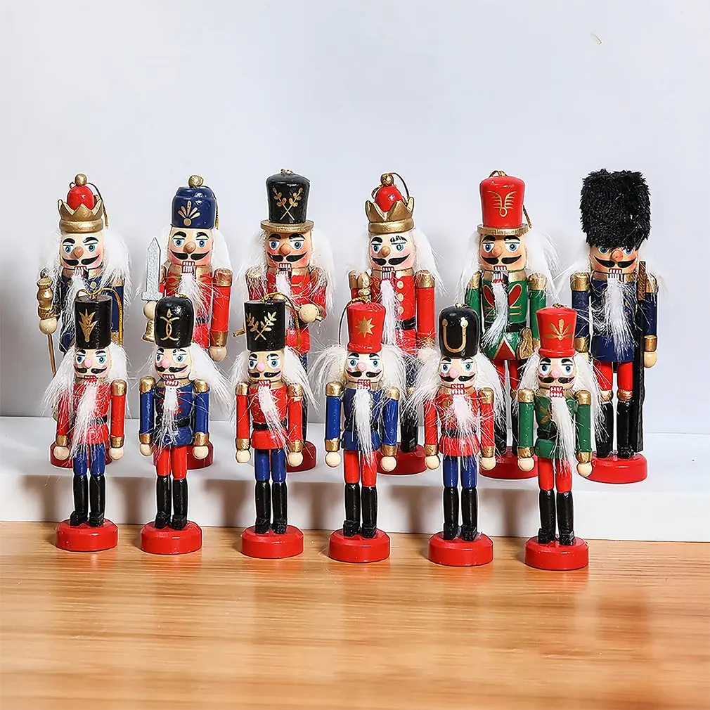 2024 Christmas Decorations Puppets For Nutcracker Guard Of Honor Soldiers Crafts Decorations Cartoon Sparkling Table Decorations