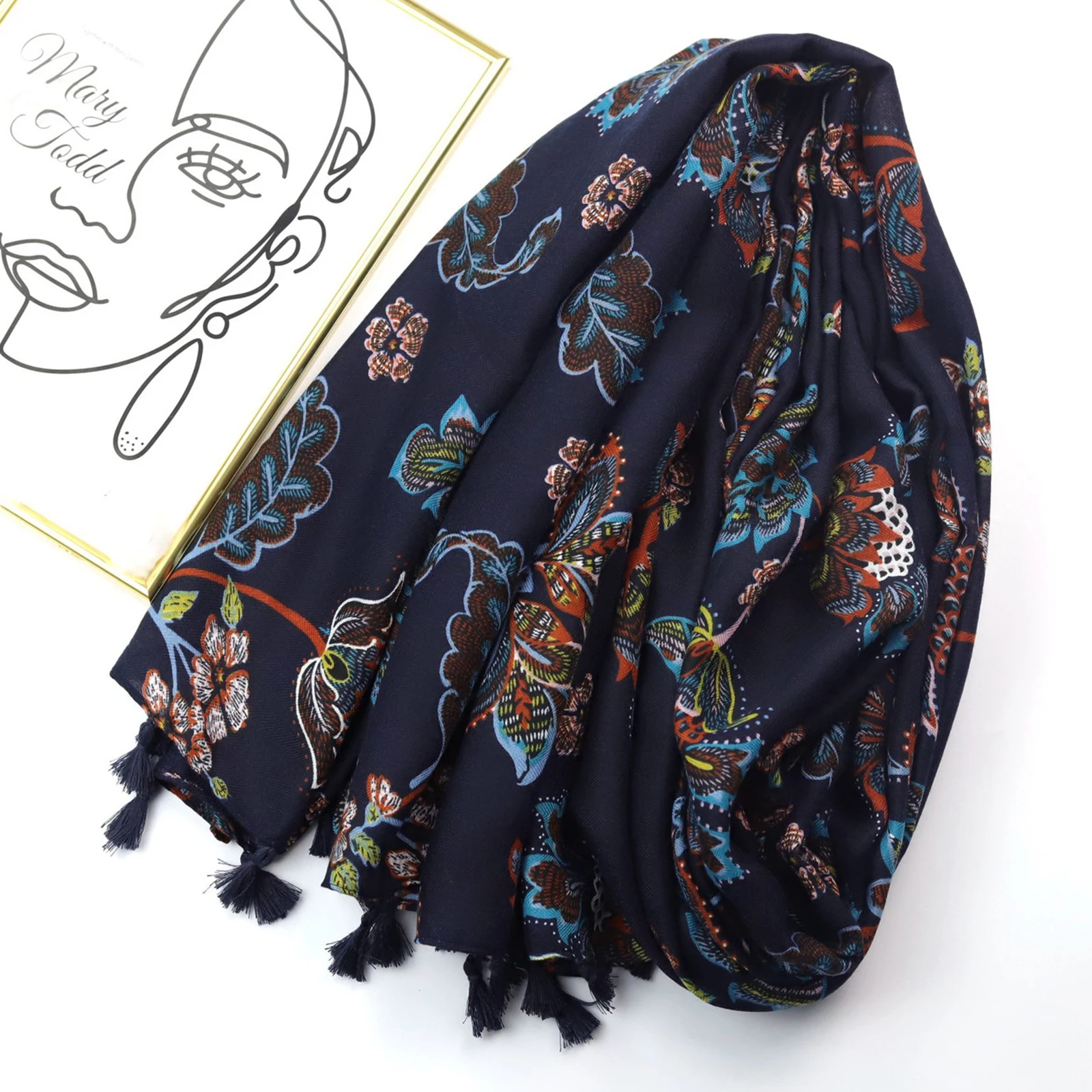 180X90cm Warm Shawl Women Luxury Design New Lrage Scarf The Four Seasons Popular Scarves Fashion Print Cotton And Linen Bandanna
