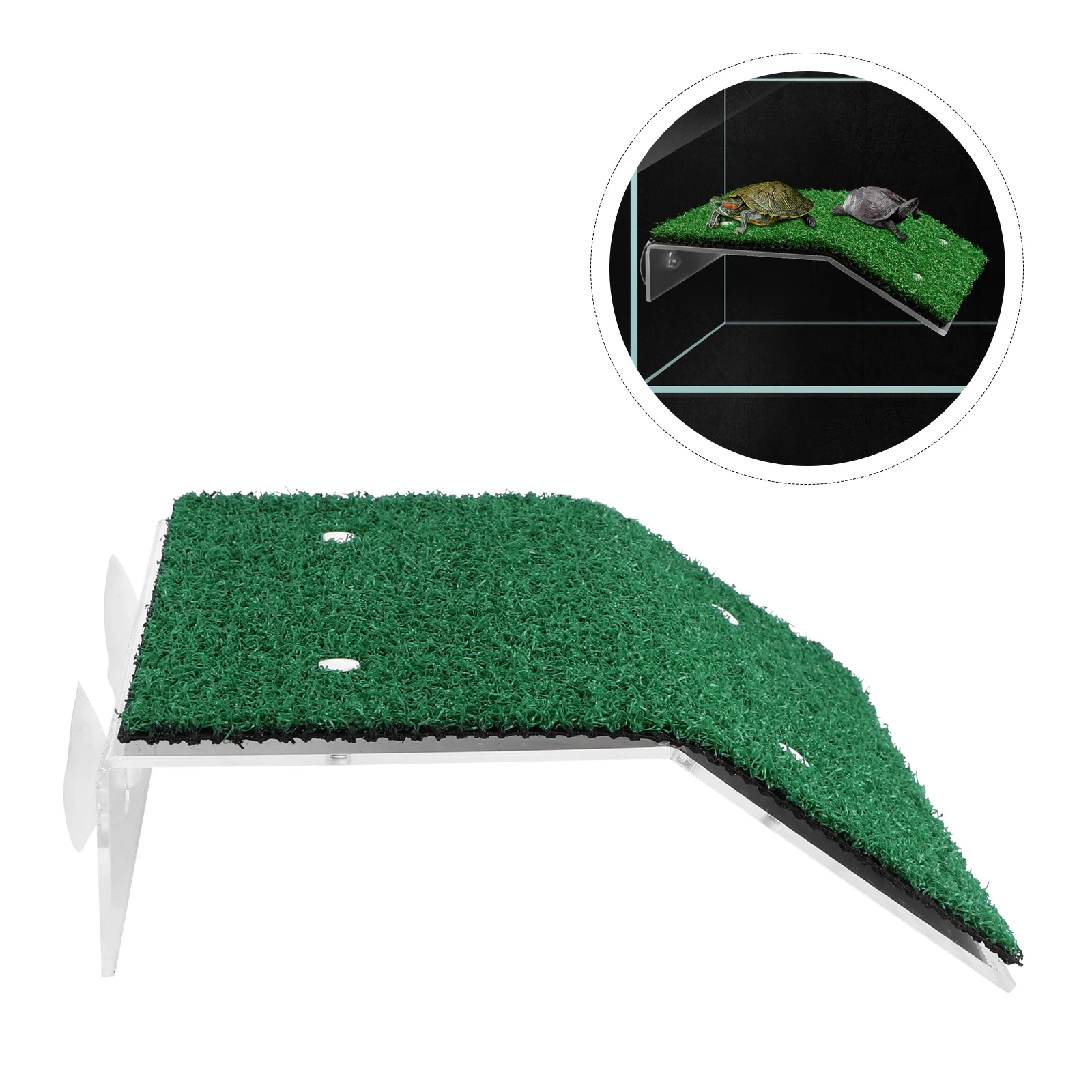 Simulated Lawn Turtle Drying Platform Aquarium Ornament Sunbathing Fish Tank Prop Tortoise Climbing Ladder Pp Plastic Decor