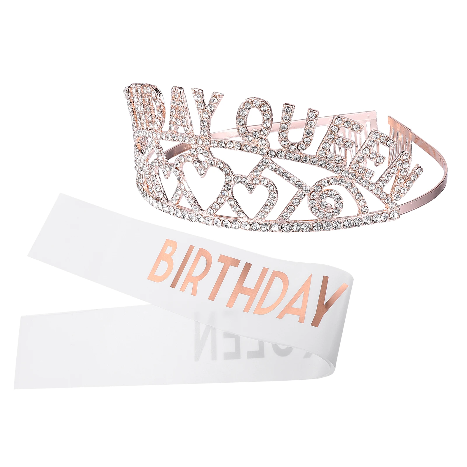 

Girls Tiara Crown Set Birthday Sash Party Hairb Fabric Photo Props Crystal Supply Accessories Hairstyling Tools