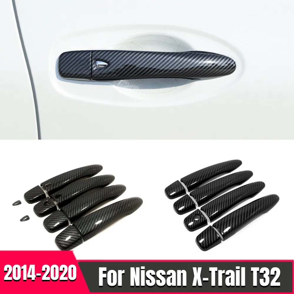 ABS Carbon fiber Car Door Handle Decoration Cover Trim Protector For Nissan X-Trail XTrail T32 Rogue 2014-2020 Car Accessories