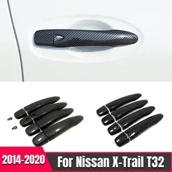 ABS Carbon fiber Car Door Handle Decoration Cover Trim Protector For Nissan X-Trail XTrail T32 Rogue 2014-2020 Car Accessories