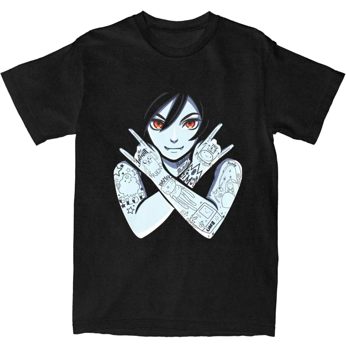 Marceline The Vampire Queen T-Shirt Novelty T Shirts Short-Sleeve Aesthetic Tops Summer Pure Cotton O-Neck Oversize Tees