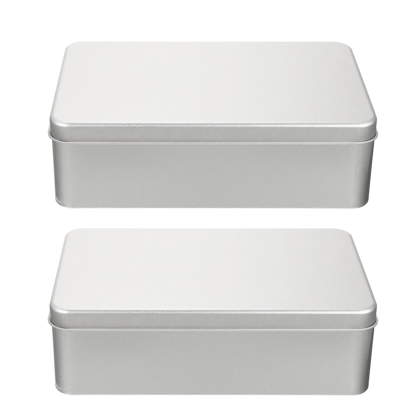 

2 Pcs Hinged Lid Tin Tinplate Box Cookie Wrapping Boxes Packing Cake Stand with