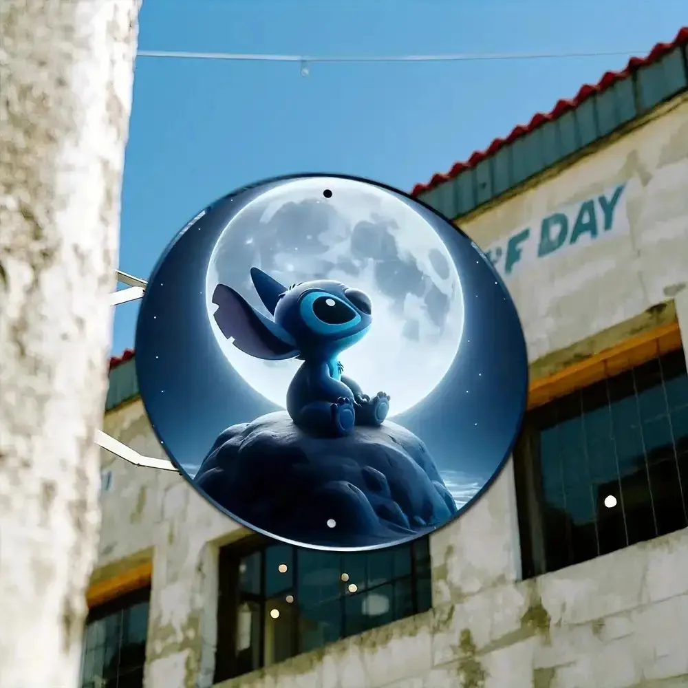 قطعة واحدة من لوحة القصدير المعدنية المستديرة، دائرة بنمط زخرفي مع موضوع غرزة، هدية ديكور منزلي مرخصة رسميًا، مناسبة