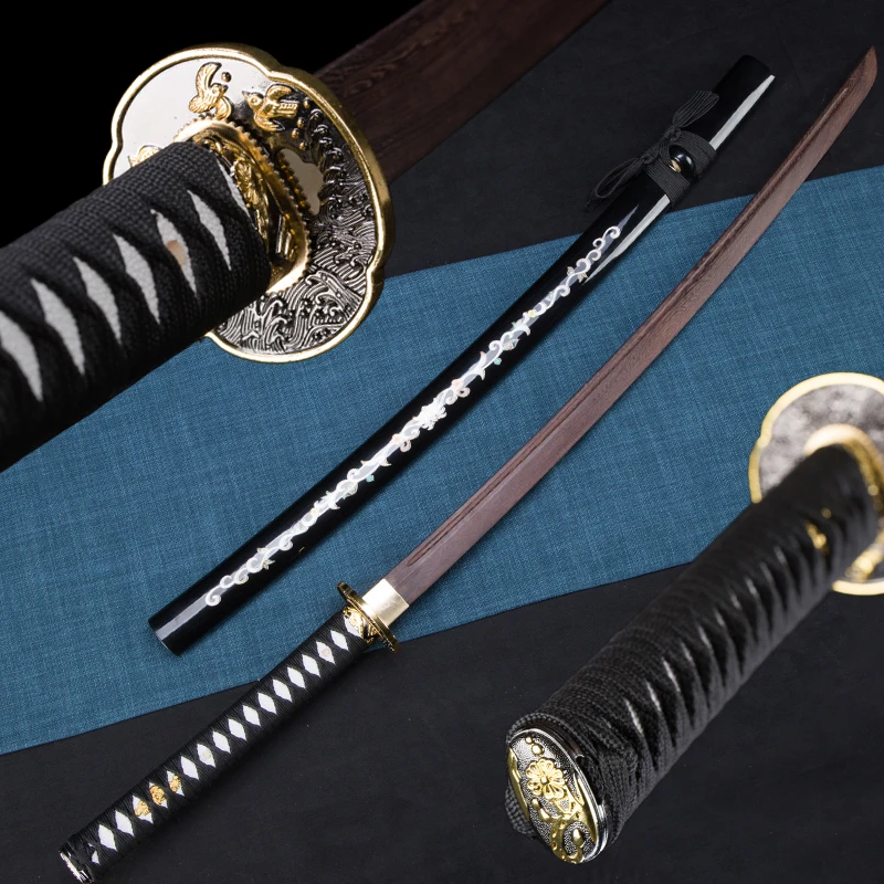 Custom-made Home Decoration Sword, Japanese Iaito Training Sword,Samurai Katana, Wooden Saya W/Plant, 11KT