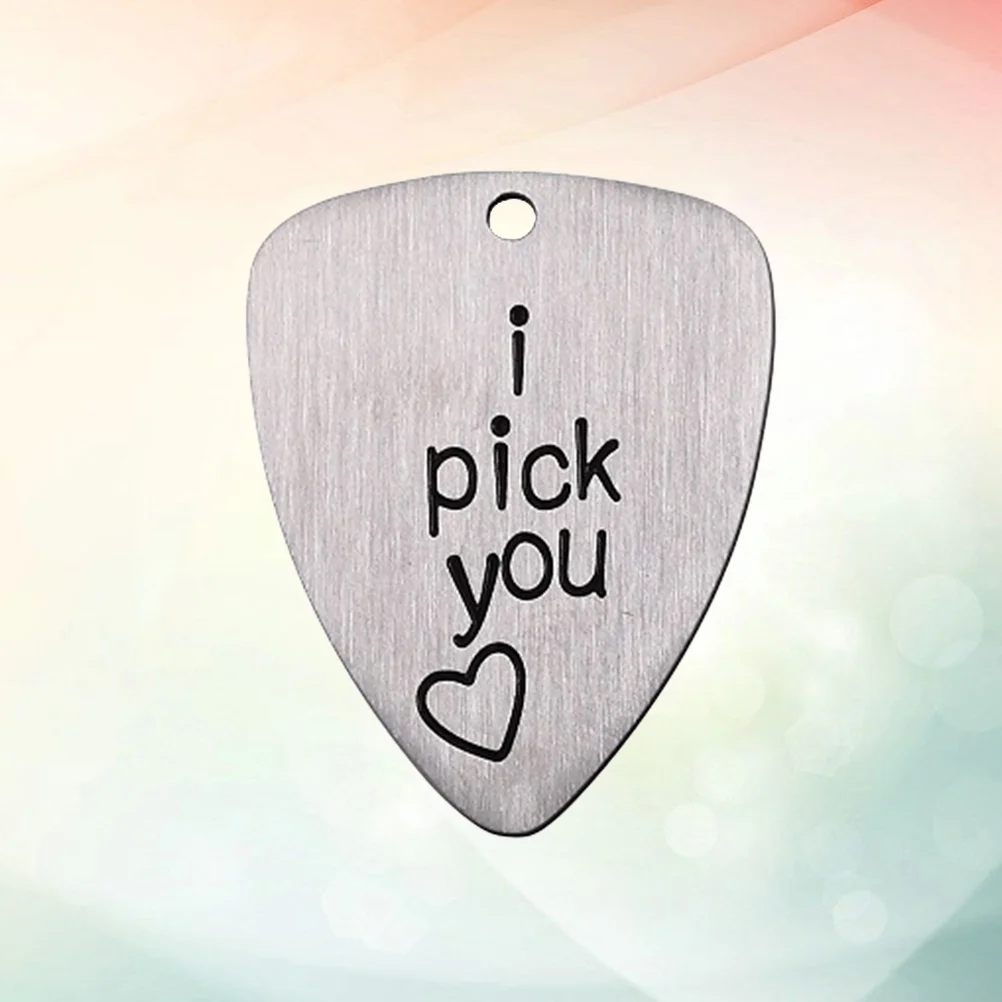 Guitar Pick Letter Carved Ukulele Titanium Steel Musical Instrument Accessory Pearlescent