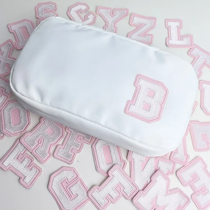 Limited edition canvas letter sticker makeup bag nylon waterproof travel storage bag DIY design portable storage bag