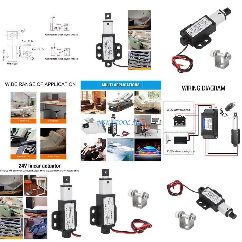

L8RC 24V 150N Маленький электрический линейный привод телескопический привод для небольшого движения