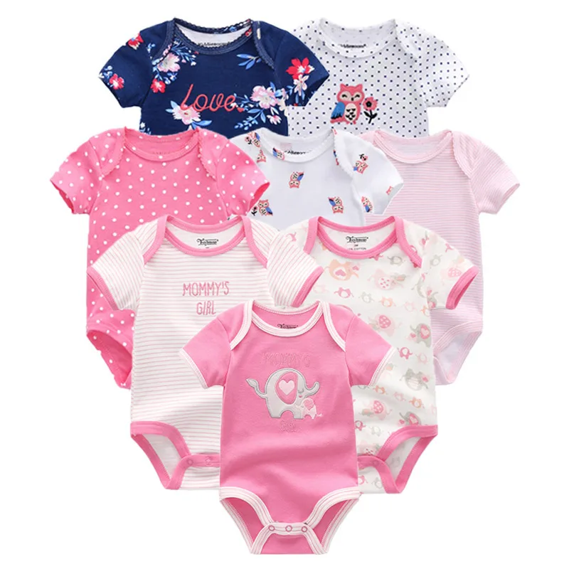 Kiddiezoom 8Pcs/Lot Baby Bodysuits Fashion Cartoon Newborn Boy Girl Onesies Infant Clothing Sets