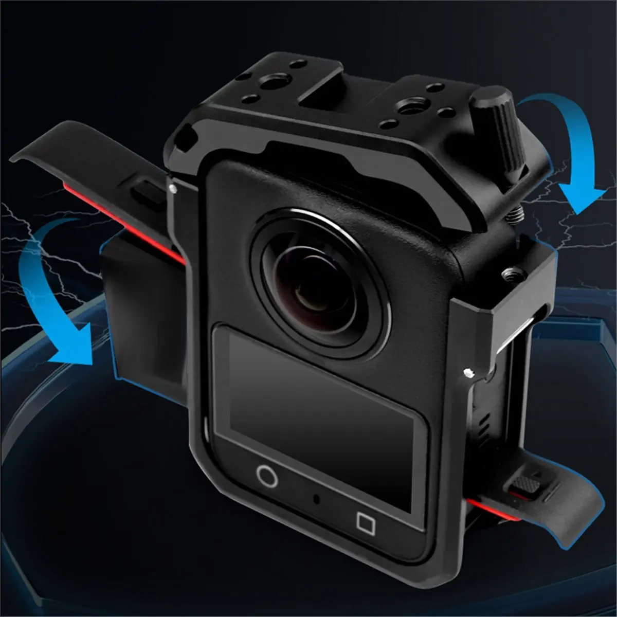 fitfit For DJI Osmo 360 Cage with Horizontal Racket Support Protective Frame Camera Shell with 1/4