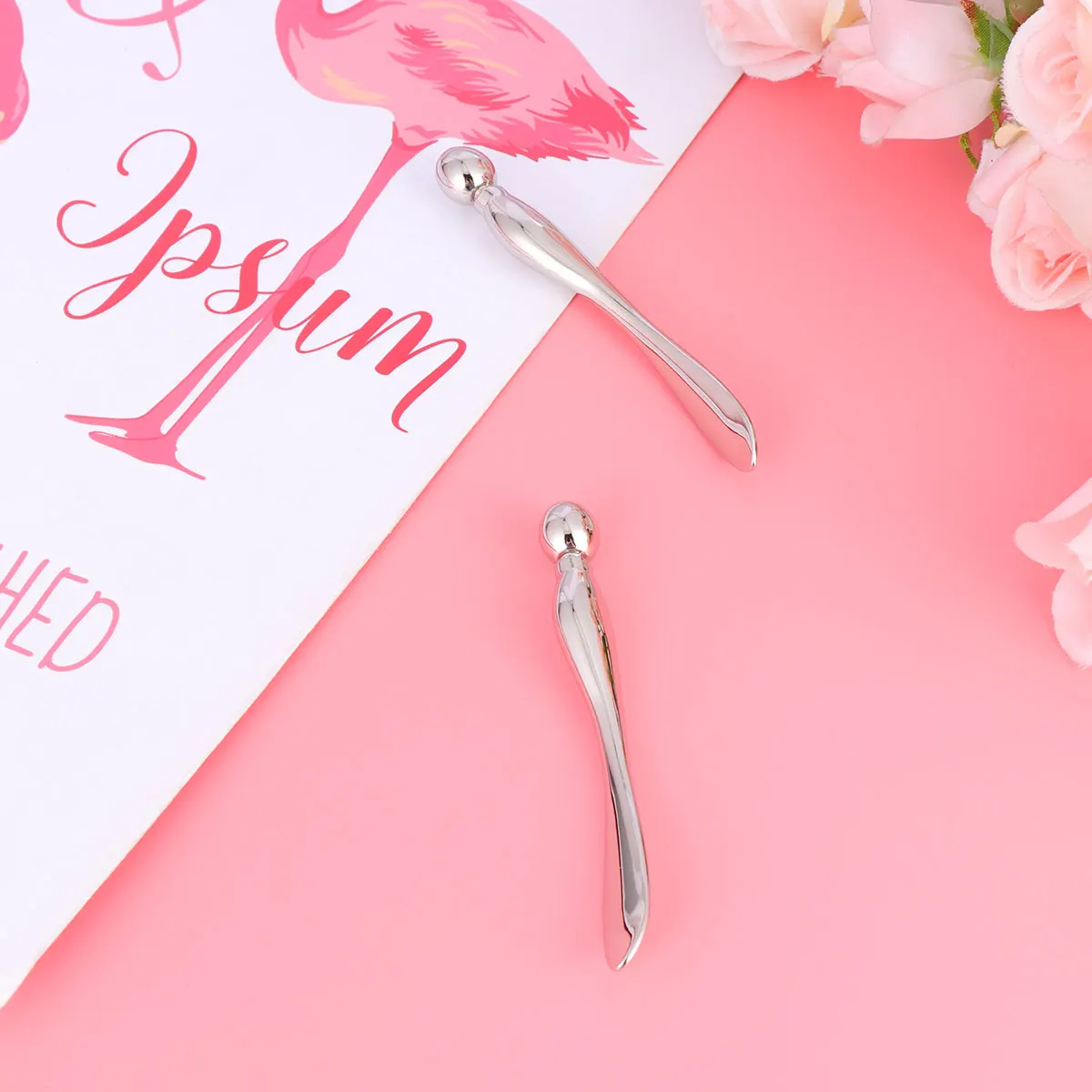 2 قطعة عصا تدليك العين المحمولة المعادن أداة العناية بالبشرة لامتصاص كريم عين يقلل الانتفاخ بكرة الوجه سبيكة جهاز التجميل #6