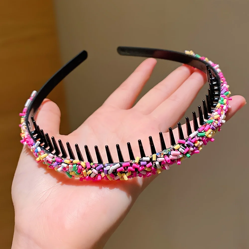 1Pc Kidsren\'s Rainbow Color Toothed Hair Hoop Girls Do Not Hurt Hair Accessories