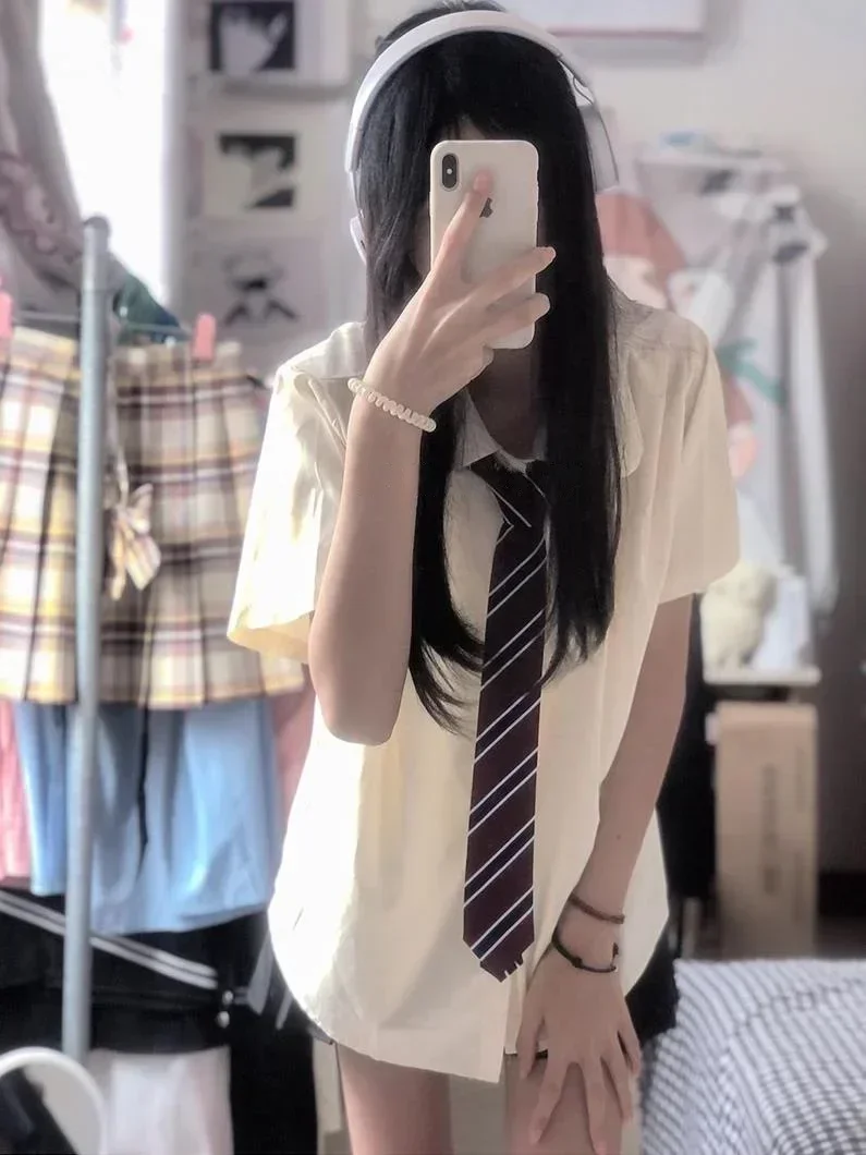 Made in Japan School Supply Design Sense Jk Uniform Shirts Women Preppy All-Matching Basic Top Pleated Skirt Two-piece Suit