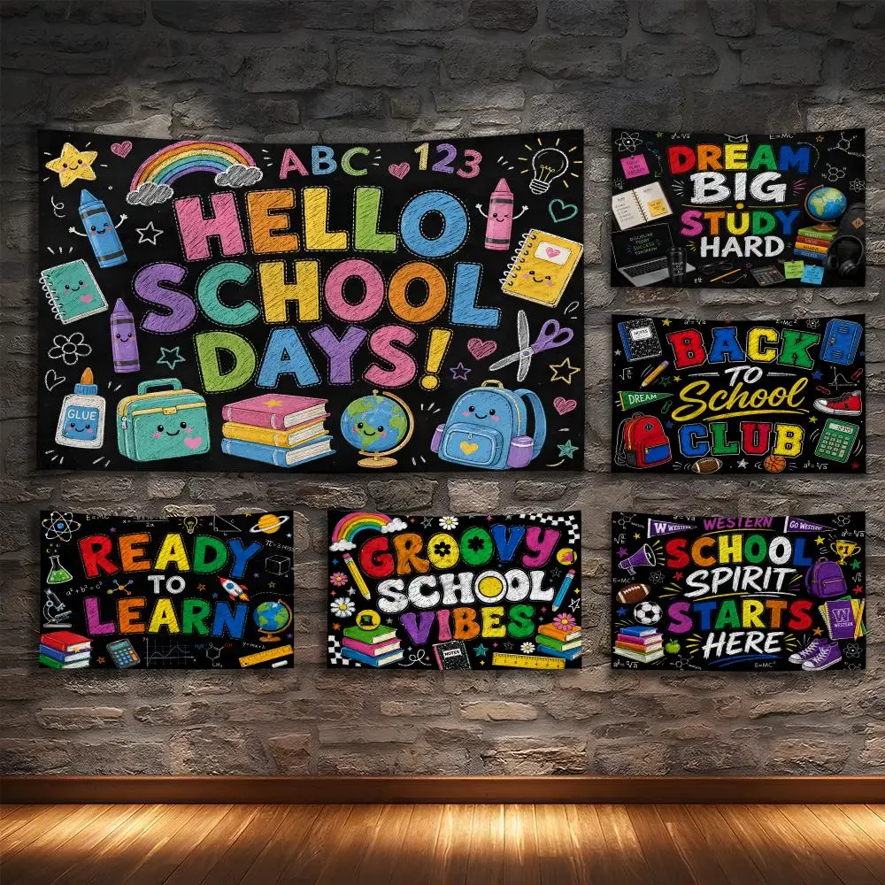 

Happy New Semester Tapestry Custom Living Bedroom Party Dormitory Interior Wall Bohemian Decoration Attached Clip