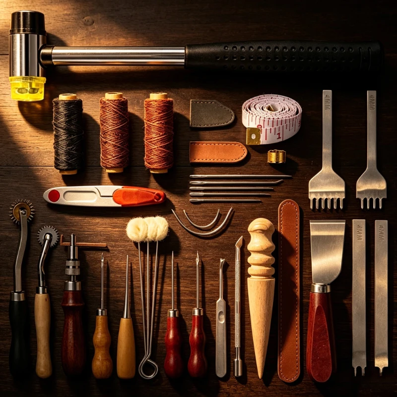

Leather Craft Tools Set DIY Hand Sewing Stitching Punch Carving Edge Beveler Kit For Leatherworking Bag Making Professional