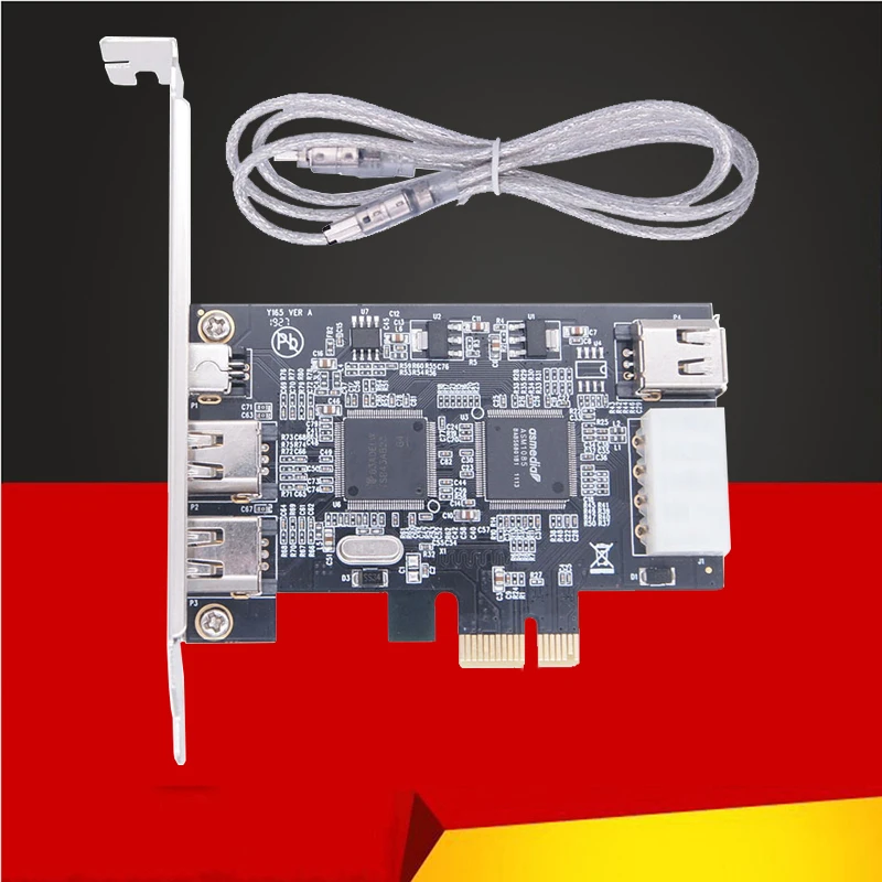 PCI-e 1X IEEE 1394A 4 Port(3+1) Firewire Card Adapter PCIe PCI Express Internal 1394 A 6Pin To 4 Pin IEEE 1394 Cable For Desktop