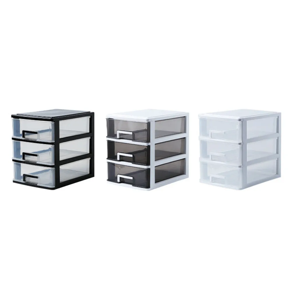 

Three-Layer Drawer Storage Cabinet Plastic Organizer Transparent White Portable Multipurpose Sundries Holder Desktop