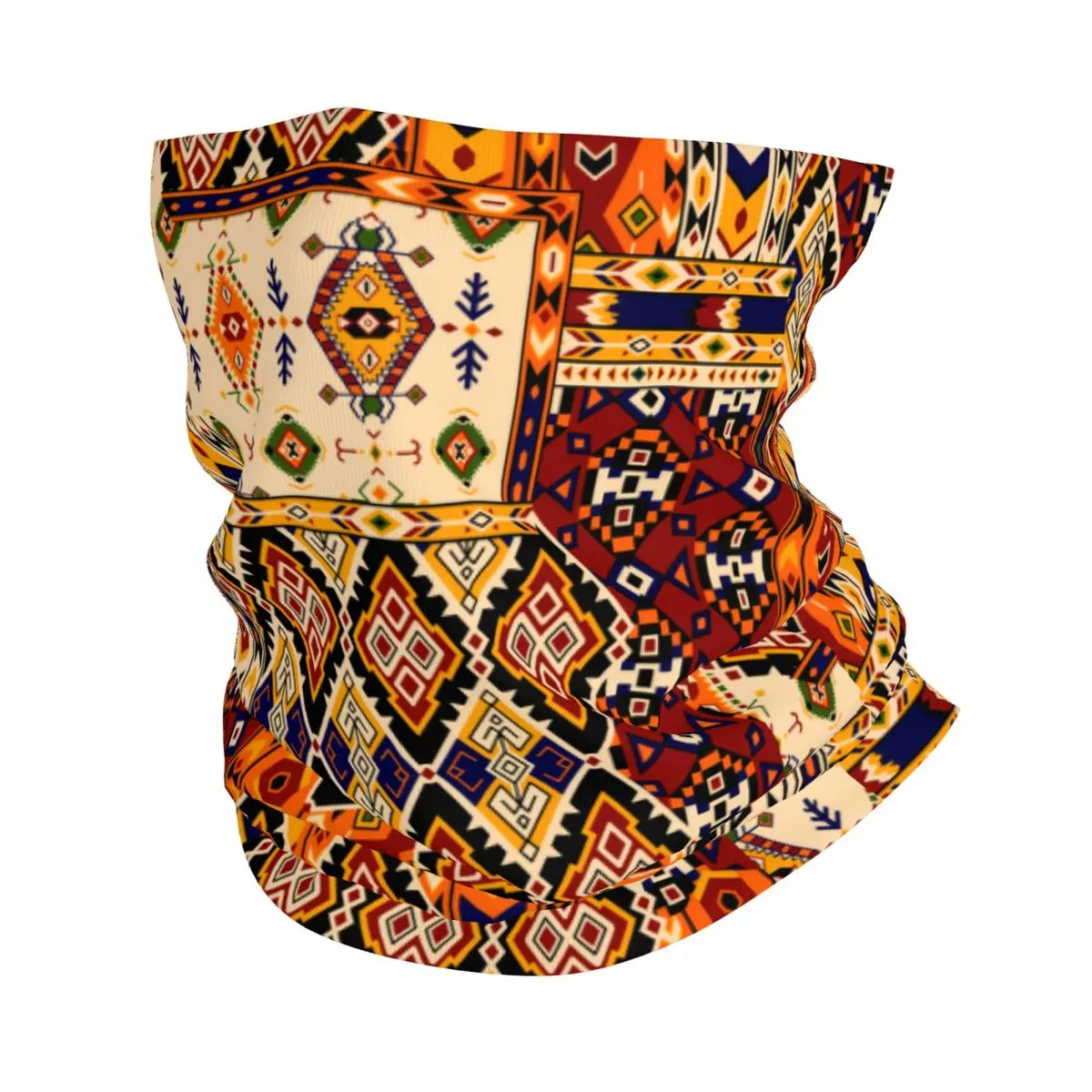 Geometrical Design Thin Wrap Scarf Bandana Tribal Art Neck Gaiter Face Cover Headband