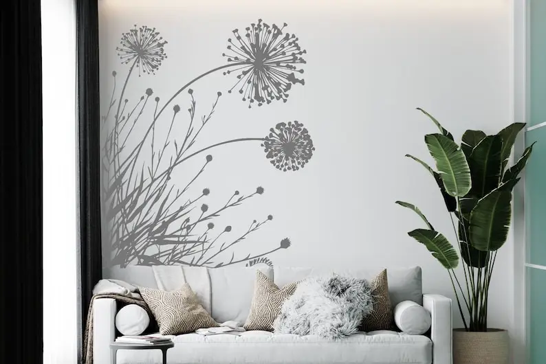 Dandelion Wall Decal | Flower Wall Decal | Dandelion Flower Wall Decor PL15