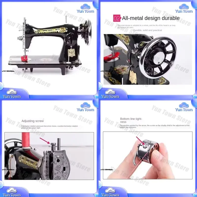Vintage Style Sewing Machine Head for Household Use with 220V 250W Motor Pedal Regulator Replacement Parts for Old Fashioned