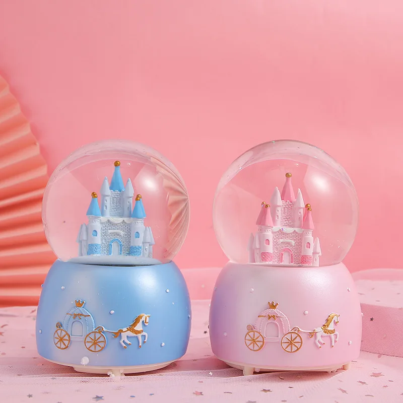 Castle crystal ball music box to send girls a birthday gift creative small gift mini music box Christmas gift