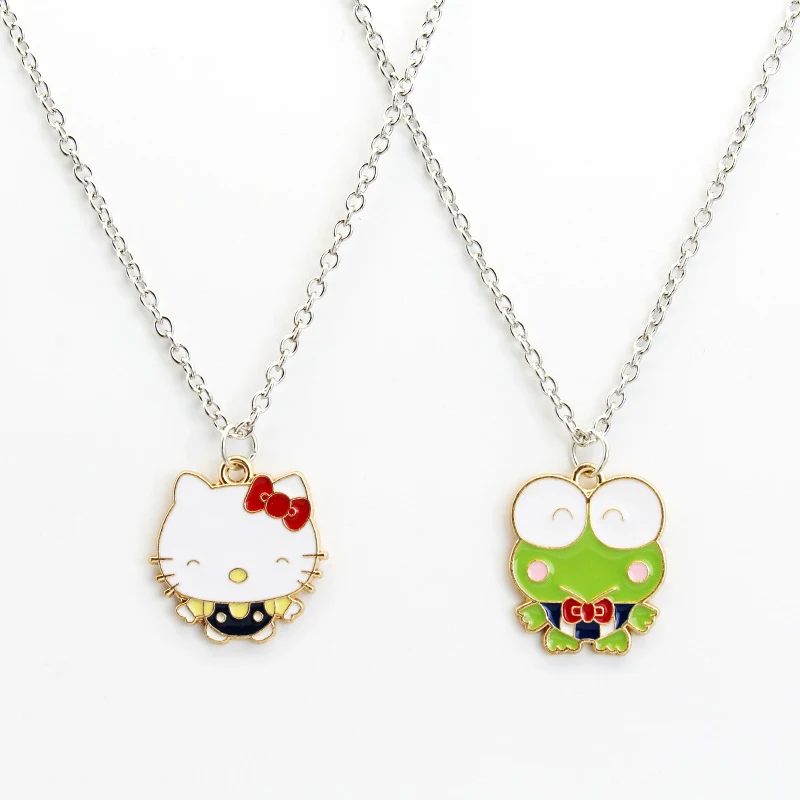 Hello Kittys Y2K Necklaces Kawaii Anime Sanrio Kero Keroppi Cute Jewelry Chain Beauty Accessories Decorative Toy For Girls Gifts