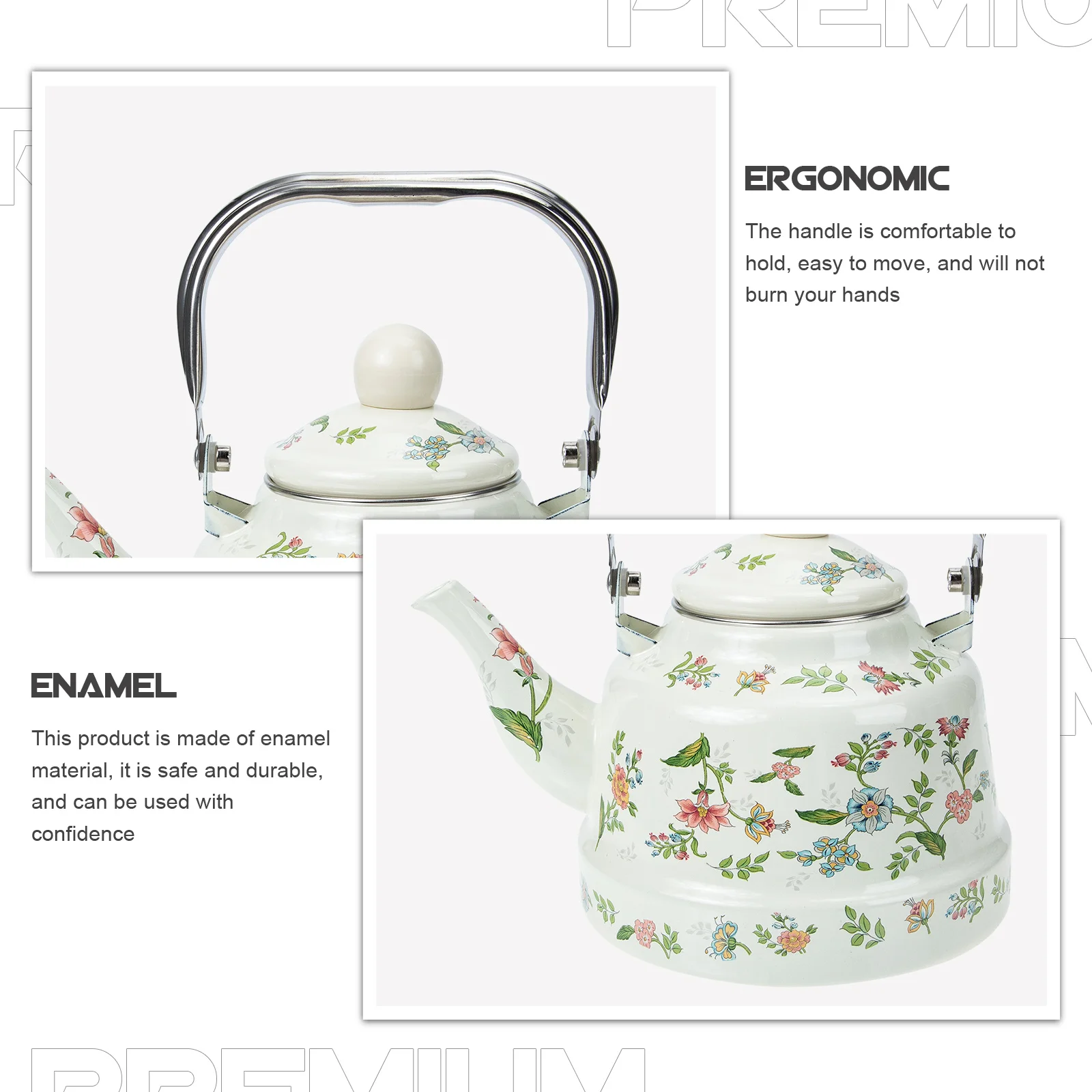 

Vintage Enamel Tea Pot Ancient Bell Shape Heat Resistant Tea Kettle Suitable for Kitchen Home Water Boiling Enamel Teapot