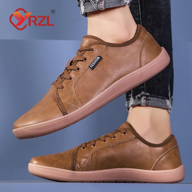 YRZL Minimalist Shoes for Men Wide Toe Barefoot Zero Drop Shoes Casual Artificial Leather Lightweight Walking Sneakers - Image 6