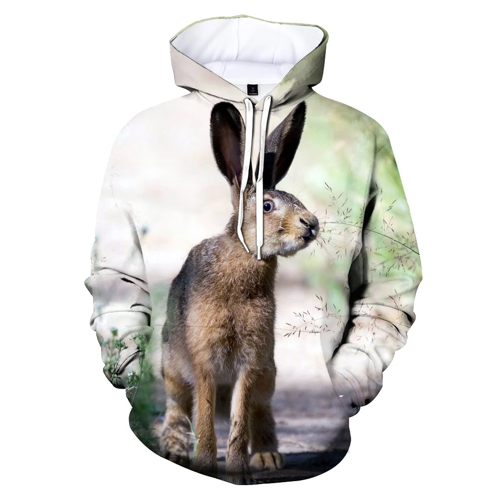 2023 New Fashion Animal Rabbit 3D Printing Hoodie Cute Rabbit Pattern Men and Women Casual Long Sleeve Sports Pullover
