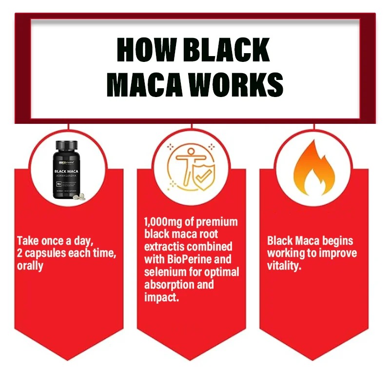 HABUMAMA Black Maca Booster for Men - Maca Supplements for Health, Energy & Endurance, Muscle Mass