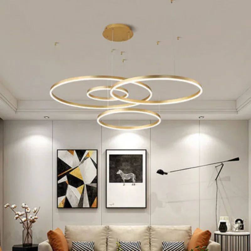 

Modern pendant chandelier circular dining room light atmospheric villa hall light LED living room pendant lights